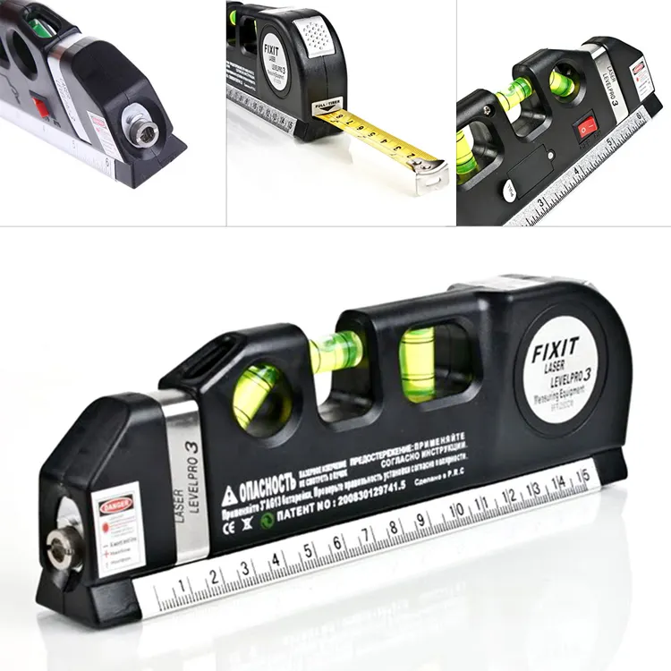 🎯 Precisión Total al Instante: Nivel Láser, 📏 Cinta Métrica, 💧 Nivel de Burbuja y 📐 Regleta ¡Todo en Uno!