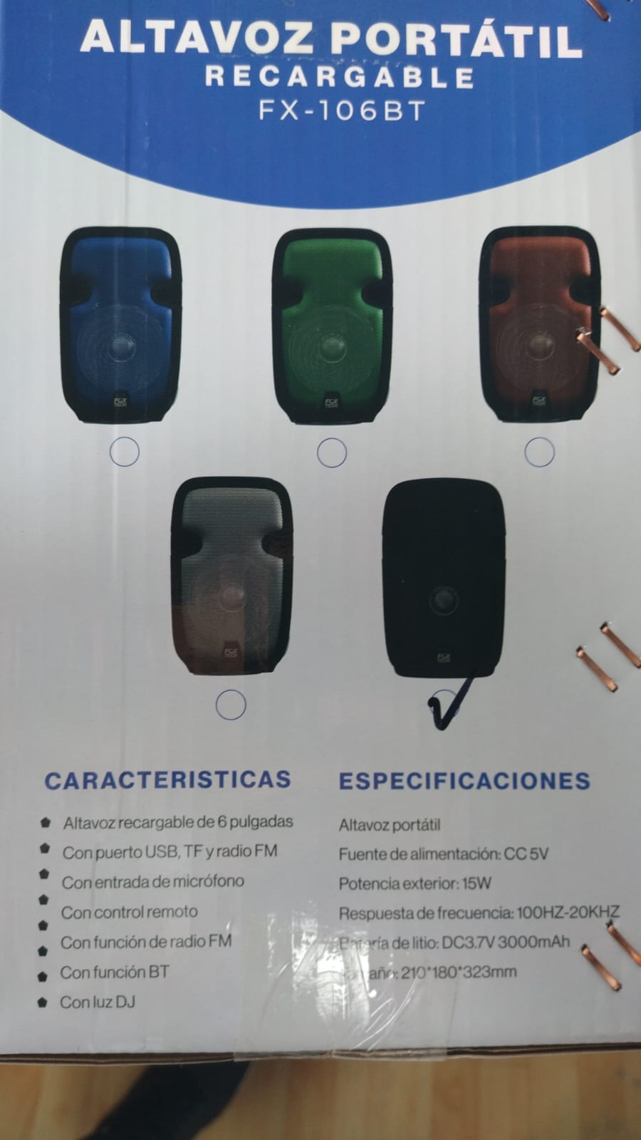 🛒 CABINA RECARGABLE DE 6.5” CON MICRÓFONO ALÁMBRICO, CONTROL Y CABLE DIRECTO A LA ENERGÍA 📦
