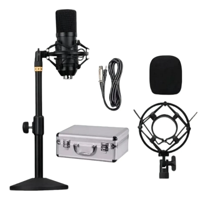 KIT MICRÓFONO CONDENSADOR BM-700 CON MALETÍN DE ALUMINIO Y TRIPODE 🎤