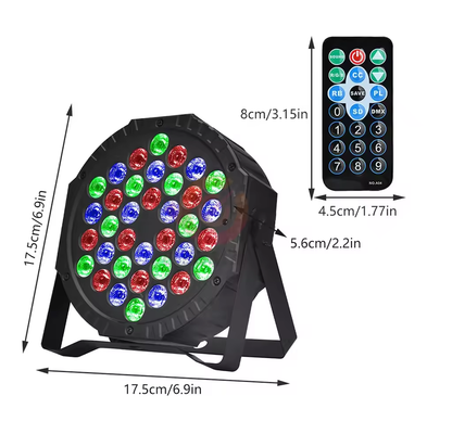 🟣✨ Proyector de Escenario PAR LED RGB 36 LEDs con DMX y Control Remoto