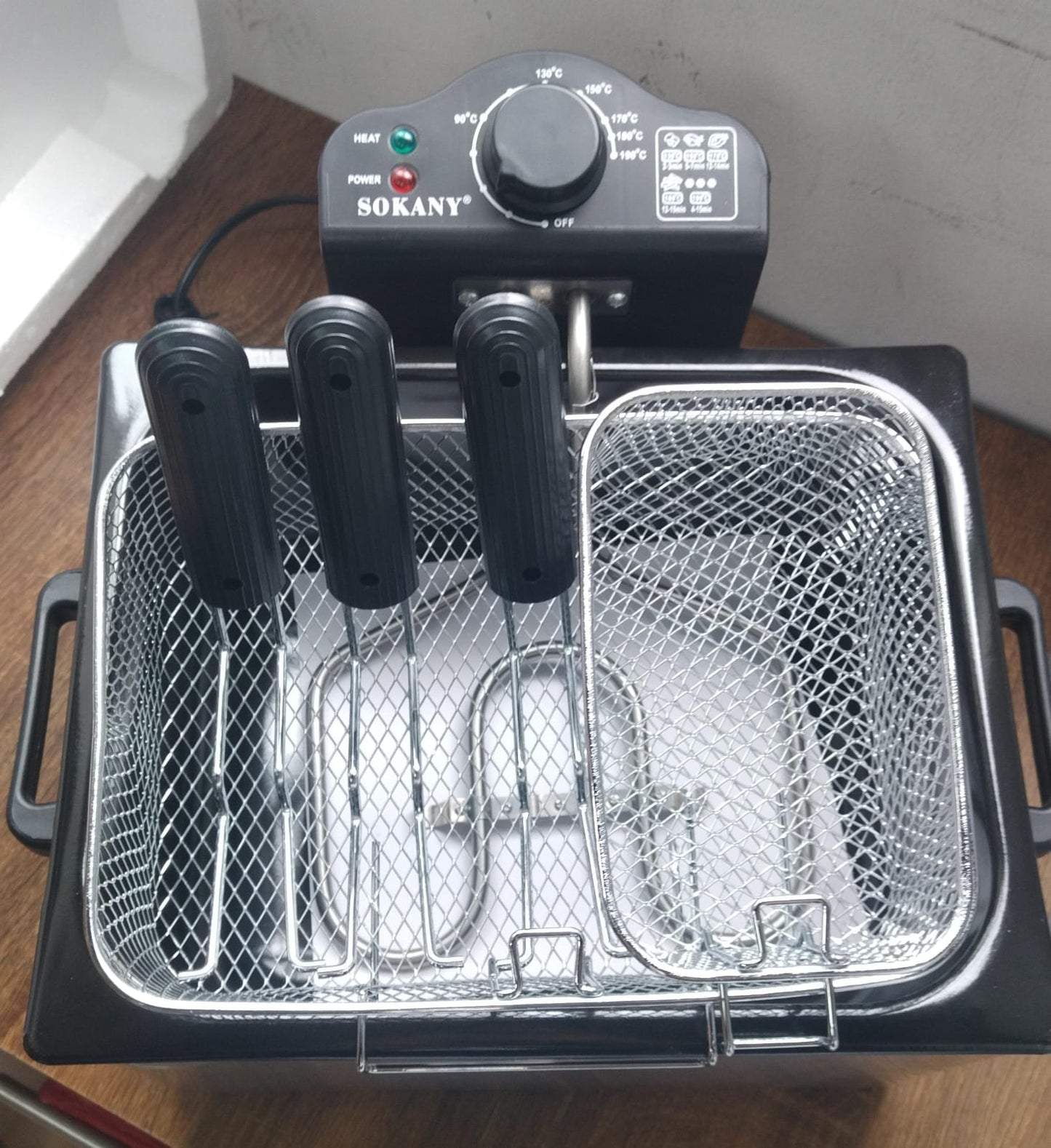 🛒 FREIDORA ELÉCTRICA DE ACEITE SK-801  5L – DOBLE CANASTA – ACERO INOXIDABLE