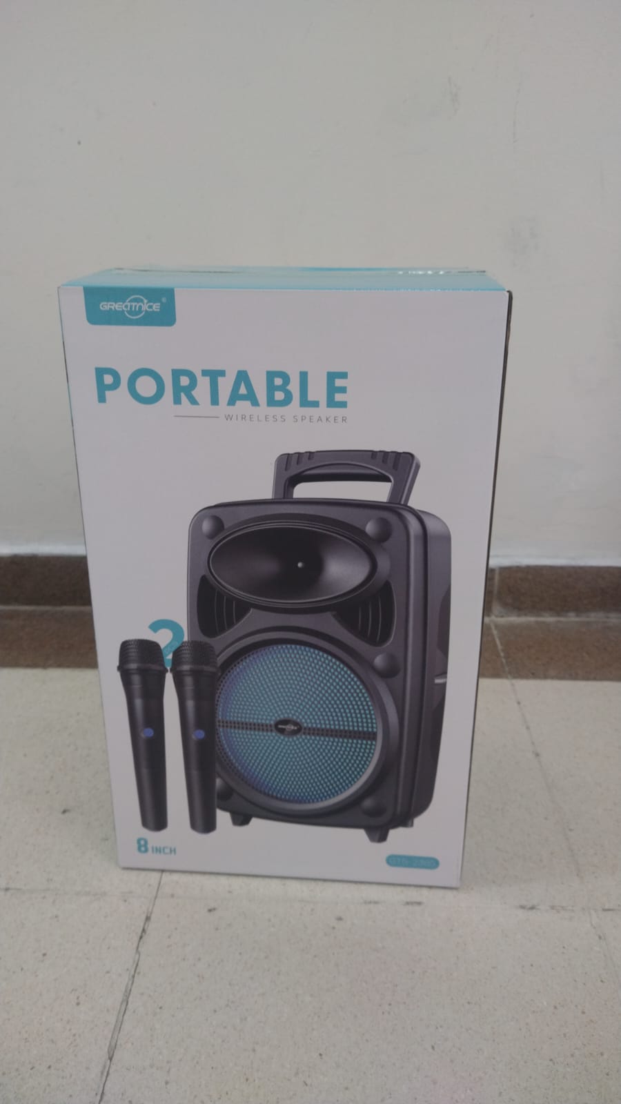 🧨 PARLANTE CABINA  GTS-2385 DE 8” CON DOBLE MICRÓFONO INALÁMBRICO