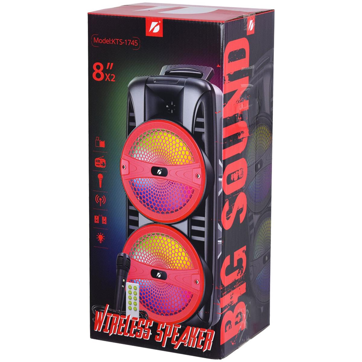 🔊💥 Cabina Parlante KTS-1745 con Doble Bocina de 8” + Micrófono + Control Remoto 💥🔊