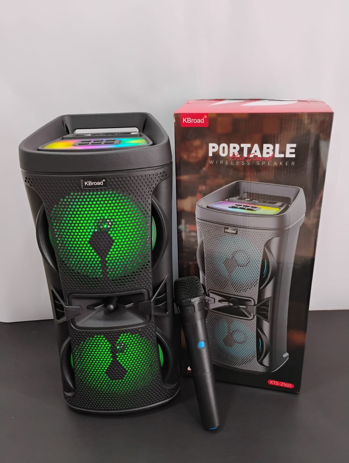 🔊 CABINA  KTS 2160 DOBLE BOCINA DE 6.5” CON MICRÓFONO INALÁMBRICO