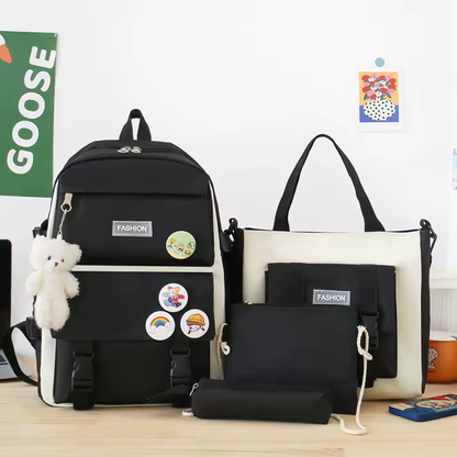 🛍️ KIT KAWAII 4 EN 1 – MOCHILA + BOLSO +CARTUCHERA + COSMETIQUERA