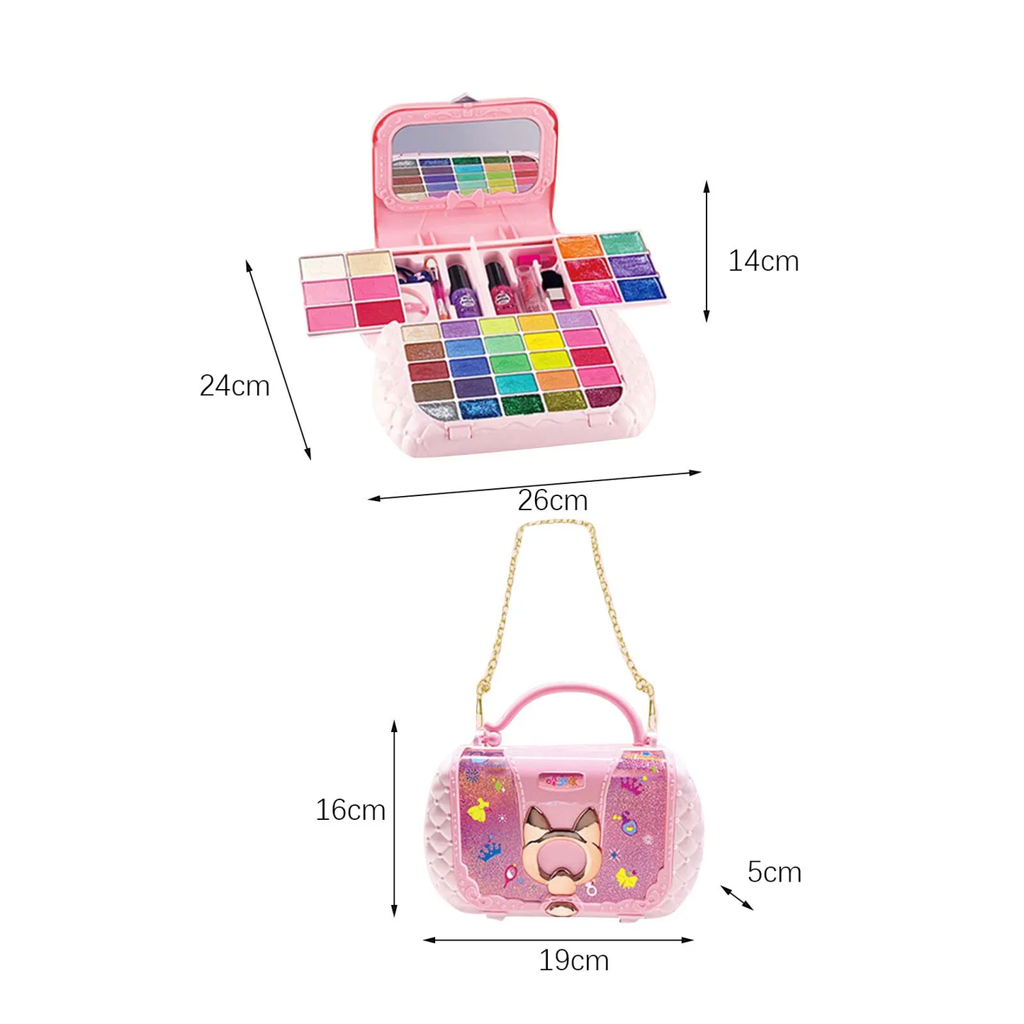 🎀 BOLSO DE MAQUILLAJE INFANTIL PRINCESA CON SOMBRAS, BRILLOS Y ESMALTES 🎀💄
