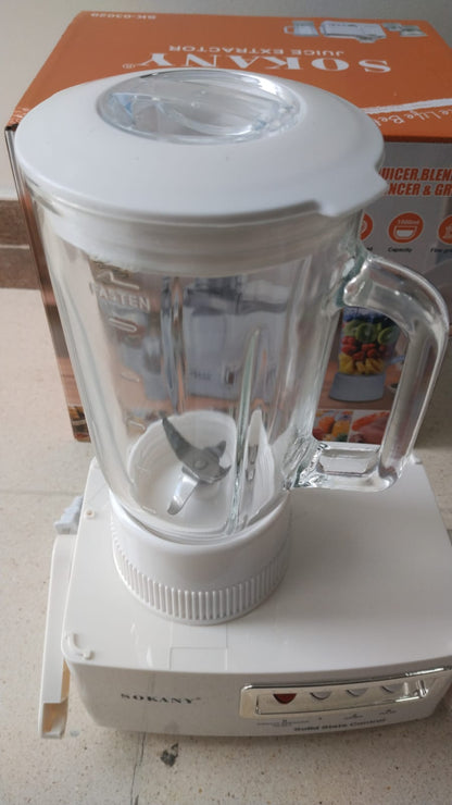 🧃 EXTRACTOR 4 EN 1 SOKANY CON VASOS DE VIDRIO : LICUA + EXTRAE + PICA + MUELE