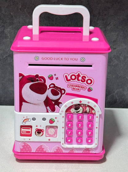 🧸✨ ALCANCÍA ELECTRÓNICA LOTSO – CON HUELLA, CLAVE, TARJETA Y LUCES LED