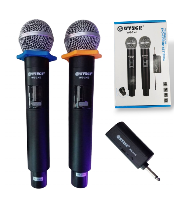 🎤Kit 2 &nbsp;Micrófonos Inalámbricos Recargables Profesionales UHF WG-2.4II