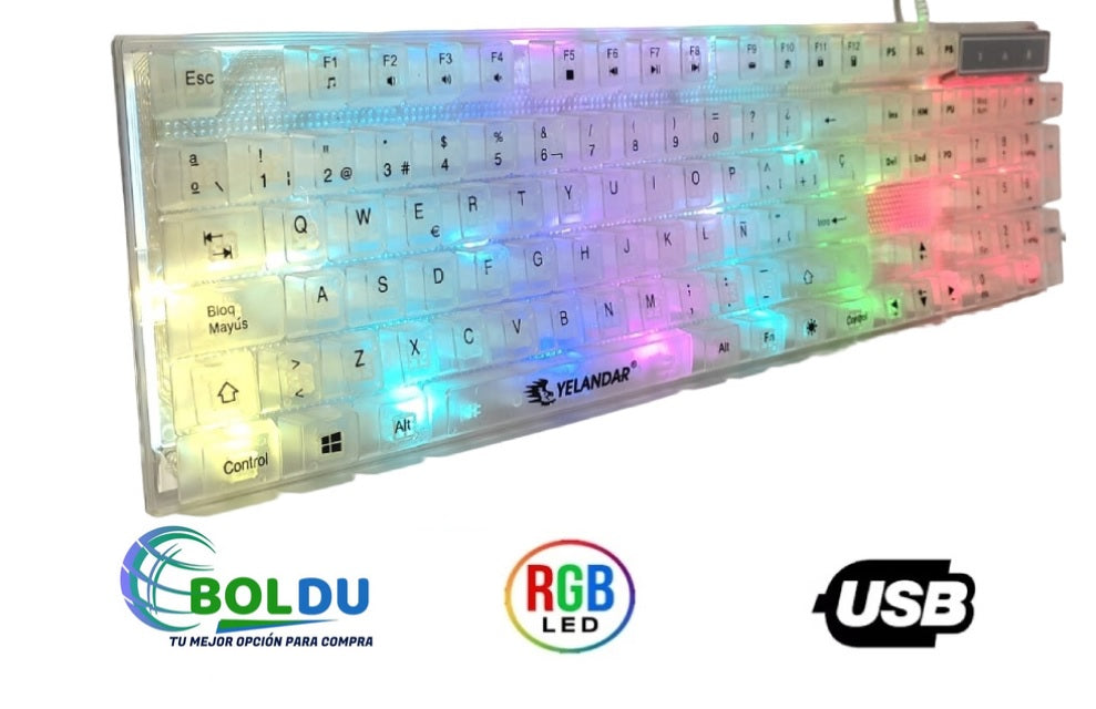 🎮✨ TECLADO GAMER TRANSPARENTE RGB ✨🎮