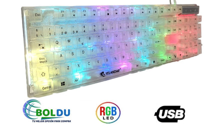 🎮✨ TECLADO GAMER TRANSPARENTE RGB ✨🎮