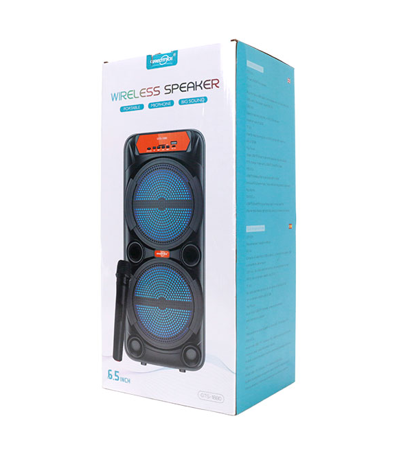 🔊 CABINA PARLANTE GTS-1880 🔥 DOBLE BOCINA DE 6.5” + MICRÓFONO INALÁMBRICO 🎤