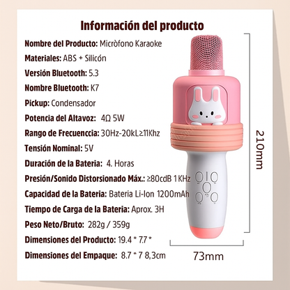 🎤✨ MICRÓFONO KARAOKE INFANTIL RECARGABLE K7