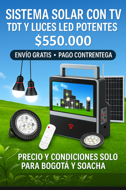 😎 PANTALLA TELEVISIÓN SOLAR - TDT Y LUCES LED POTENTES