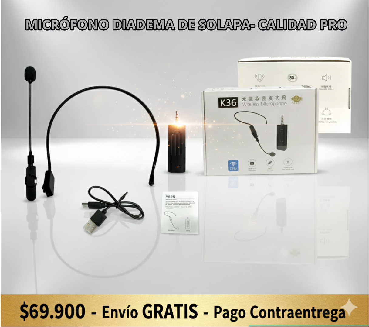 🥇 MICRÓFONO INALÁMBRICO DE DIADEMA + SOLAPA