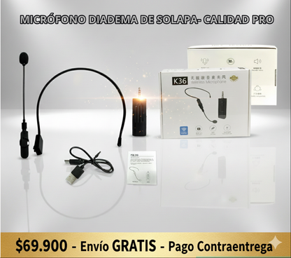 🥇 MICRÓFONO INALÁMBRICO DE DIADEMA + SOLAPA