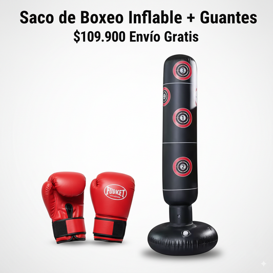 🥊SACO DE BOXEO INFLABLE + GUANTES DE BOXEO🥊