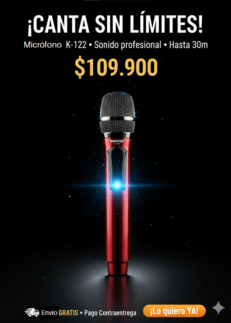 🛍️ MICRÓFONO INALÁMBRICO RECARGABLE K-182 🎤