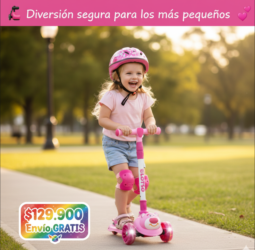 🛴 SCOOTER INFANTIL AJUSTABLE 3 RUEDAS – DISEÑOS ANIMADOS