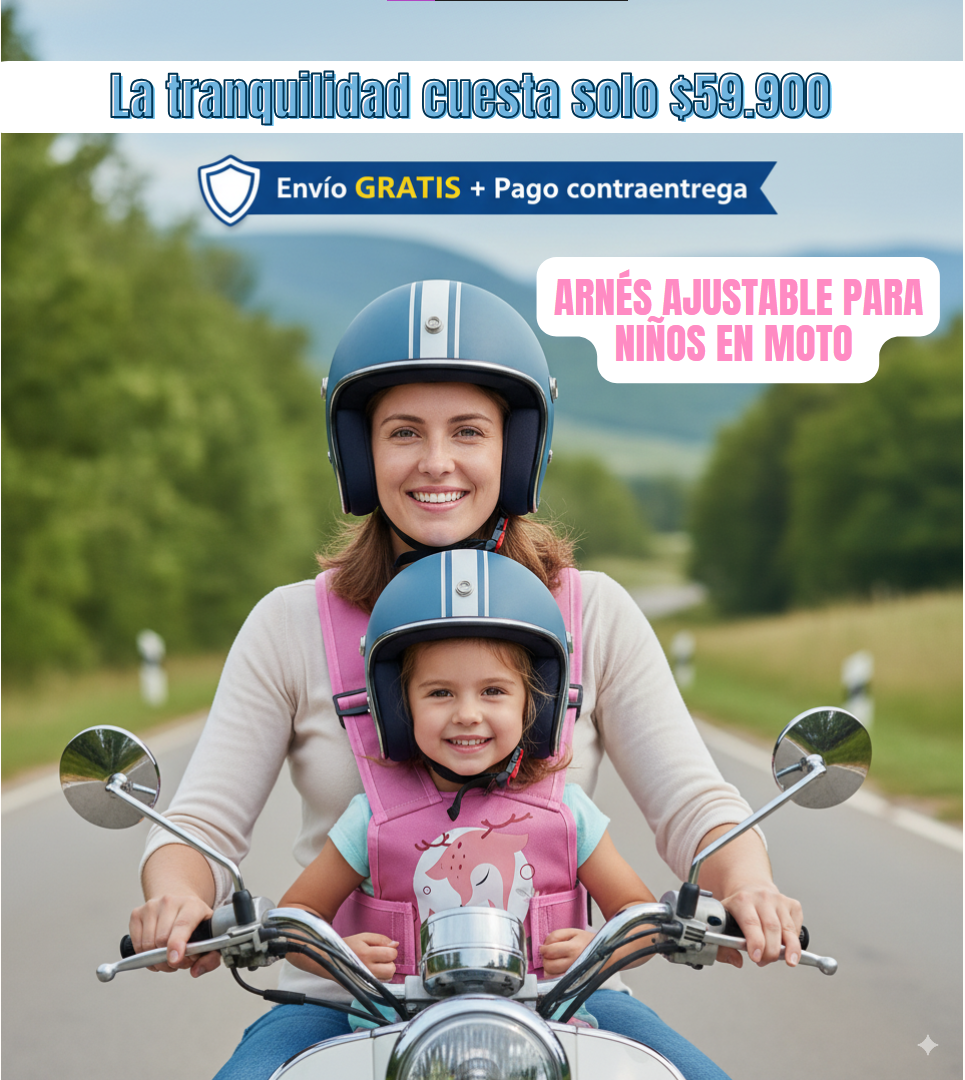 🏍️ ARNÉS DE SEGURIDAD AJUSTABLE PARA NIÑOS EN MOTO