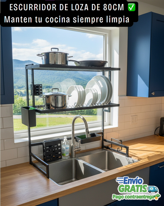 📌 ESCURRIDOR DE LOZA 2 NIVELES EN ACERO REFORZADO