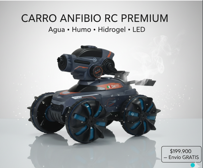 🚘💦 CARRO ANFIBIO LANZABOLAS DE HIDROGEL + CHORRO DE AGUA + LUCES LED- CONTROL REMOTO