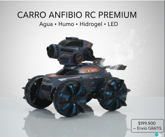 🚘💦 CARRO ANFIBIO LANZABOLAS DE HIDROGEL + CHORRO DE AGUA + LUCES LED- CONTROL REMOTO