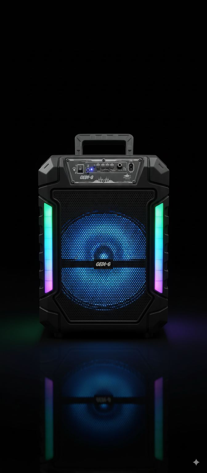 🔊 PARLANTE PORTÁTIL 12” CON MICRÓFONO INALÁMBRICO RECARGABLE + CONTROL+  LUCES LED