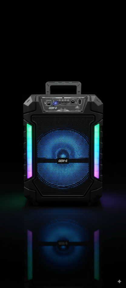 🔊 PARLANTE PORTÁTIL 12” CON MICRÓFONO INALÁMBRICO RECARGABLE + CONTROL+  LUCES LED