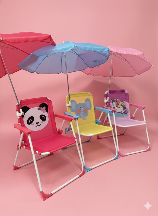 🪑🌞 SILLA PLAYERA PLEGABLE INFANTIL CON SOMBRILLA AJUSTABLE