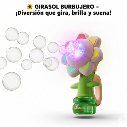 🌻 GIRASOL BURBUJERO CON LUZ, SONIDO Y MOVIMIENTO 🌈✨