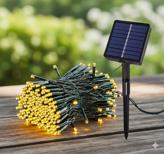 🛒 LUCES DE NAVIDAD SOLARES LED 10 METROS – 100 BOMBILLOS LUZ CÁLID
