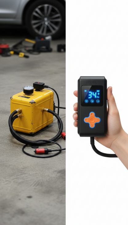 Mini Compresor de Aire Portátil Recargable con linterna y medidor