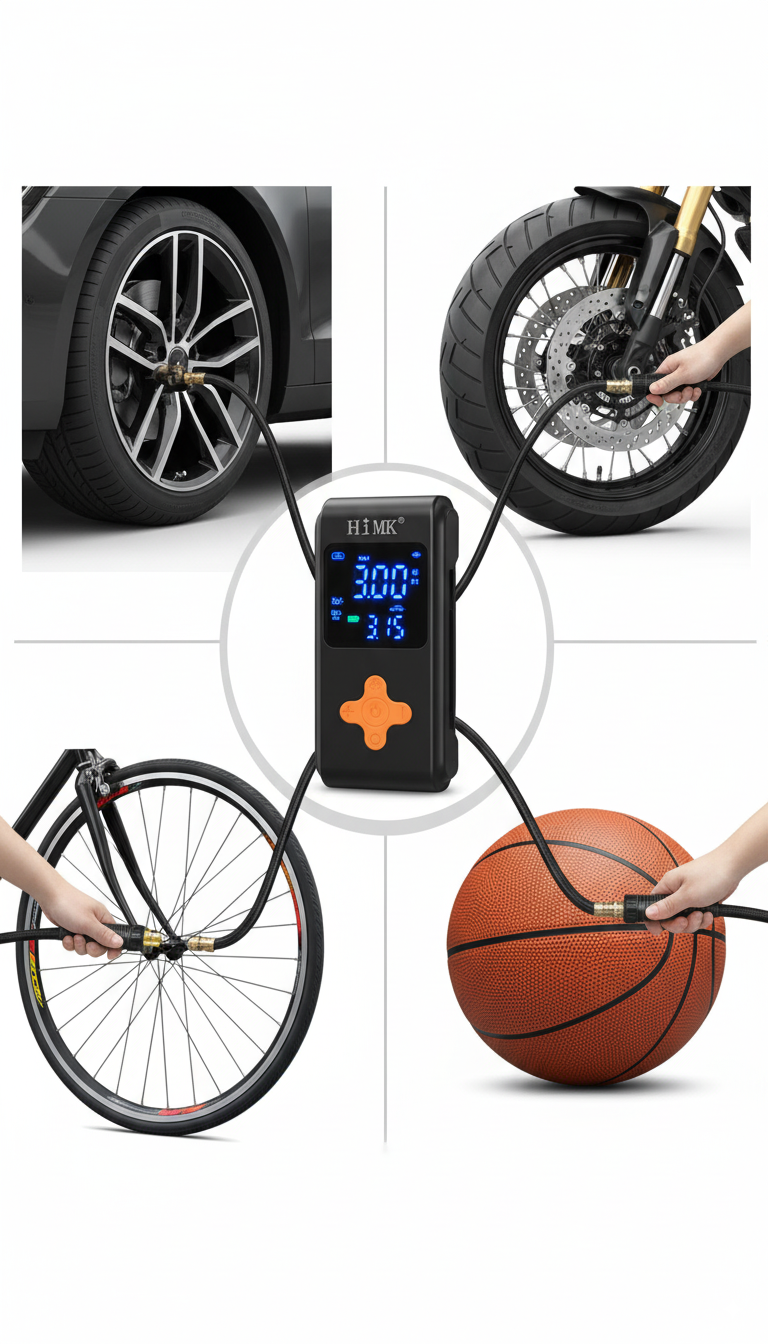 Mini Compresor de Aire Portátil Recargable con linterna y medidor