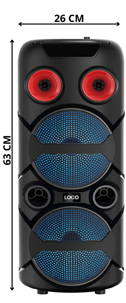 PARLANTE CABINA DOBLE BOCINA 8" + MICRÓFONO INCLUIDO