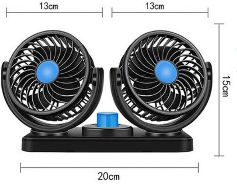 Ventilador Doble 12V para Carro  | Bajo Ruido, 2 Velocidades, Ajustable