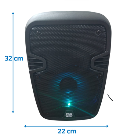 🛒 CABINA RECARGABLE DE 6.5” CON MICRÓFONO ALÁMBRICO, CONTROL Y CABLE DIRECTO A LA ENERGÍA 📦