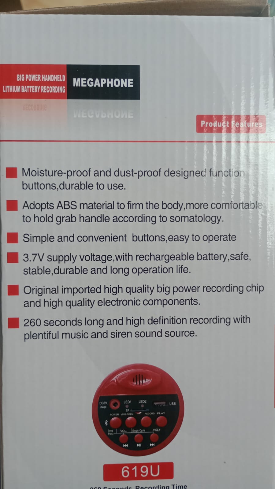 🔊 MEGÁFONO RECARGABLE POTENTE CON BLUETOOTH, USB Y GRABACIÓN