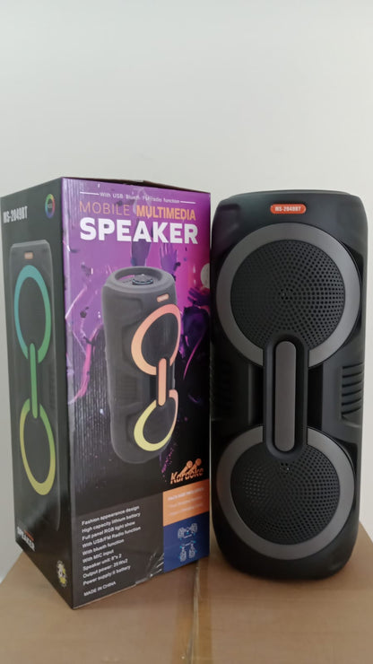 🔥 Cabina Parlante MS-2049BT con Doble Bocina de 8”, 25W de Sonido Cada Bocina, Luces LED RGB y Bluetooth – ¡Potencia, calidad y fiesta en un solo equipo! 🔊🎉
