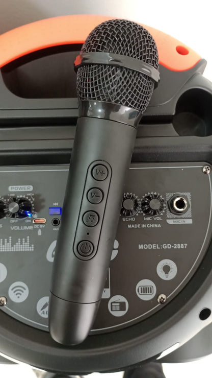 🔊 Parlante Torre Recargable GEDI-G GD-2887 | 3 Bocinas de 8” – 60W RMS | Micrófono Inalámbrico | Luces LED RGB | Funciona Mientras Carga