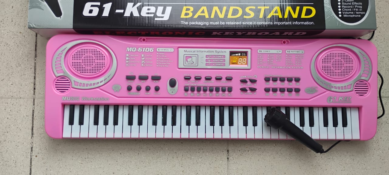 ORGANETA ROSADA 61 TECLAS + USB + MICRÓFONO