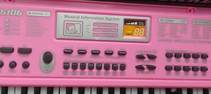 ORGANETA ROSADA 61 TECLAS + USB + MICRÓFONO