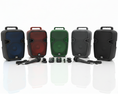 🛒 CABINA RECARGABLE DE 6.5” CON MICRÓFONO ALÁMBRICO, CONTROL Y CABLE DIRECTO A LA ENERGÍA 📦