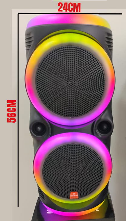🔊 PARLANTE KARAOKE  DOBLE BOCINA DE 8” CON MICRÓFONO INALÁMBRICO RECARGABLE🎤✨