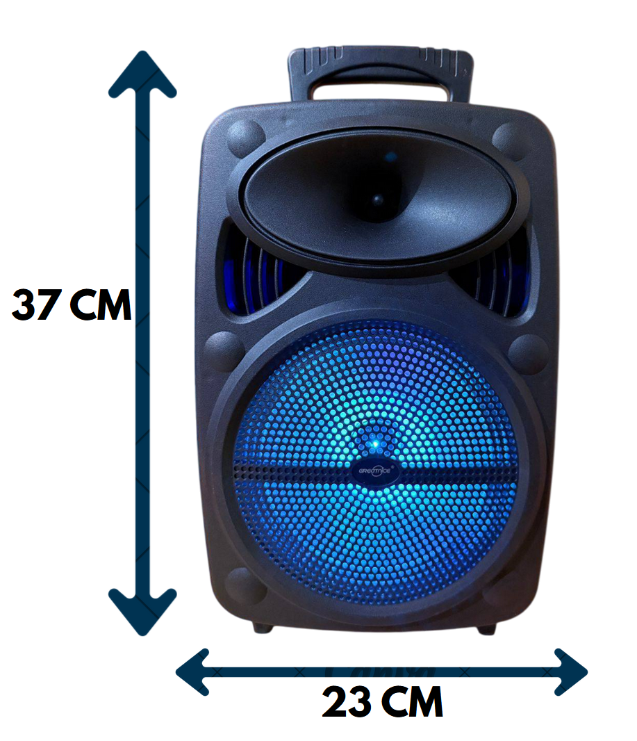 🧨 PARLANTE CABINA  GTS-2385 DE 8” CON DOBLE MICRÓFONO INALÁMBRICO